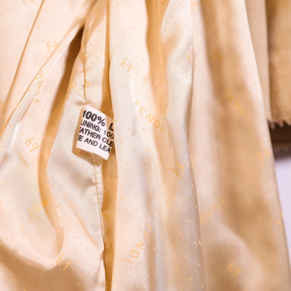 Fendi Roma Women's Vintage Genuine Suede Leather Short Sleeve Jacket Neutral 12 - Image 3 of 4