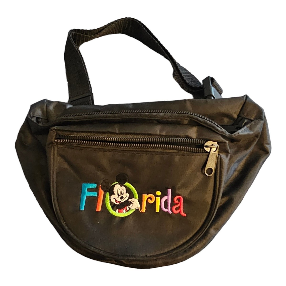 Disney‎ Mickey Mouse Florida Fanny Pack Unisex Black Embroidered vintage Retro Vintage 90s Disney Mickey Mouse Florida Spell Out Black  main image 3