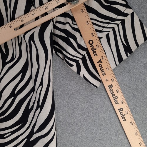 Maggie Barnes Jacket Womens 0X Black Beige Zebra Print Open Lined 3/4 Sleeve - Picture 6 of 12