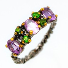 Not Enhanced Natural Amethyst Silver Ring 925 Sterling /RVS182