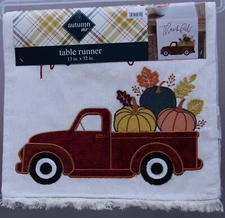 Autumn Air Fall Thankful Truck Pumpkin 13x72 in Table Runner NWT