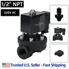 1/2" NPT 220V AC Plastic Zero Differential Electric Solenoid Valve Water Gas Air