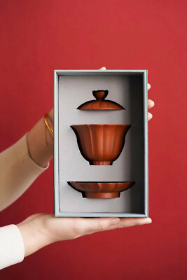 130cc chinese Yixing Handmade Zisha GaiWan Zhu Clay tea cup Gongfu tureen