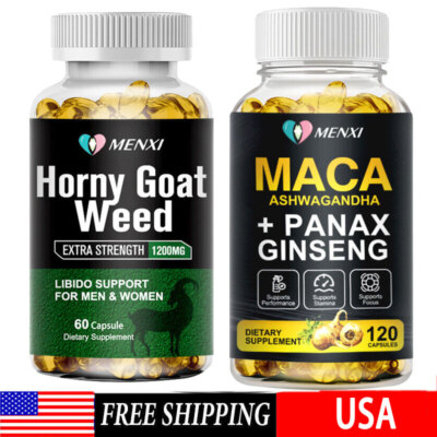 Horny Goat Weed Extract Maca Saw Palmetto Ginseng Arginine 60 Capsules Maca Root