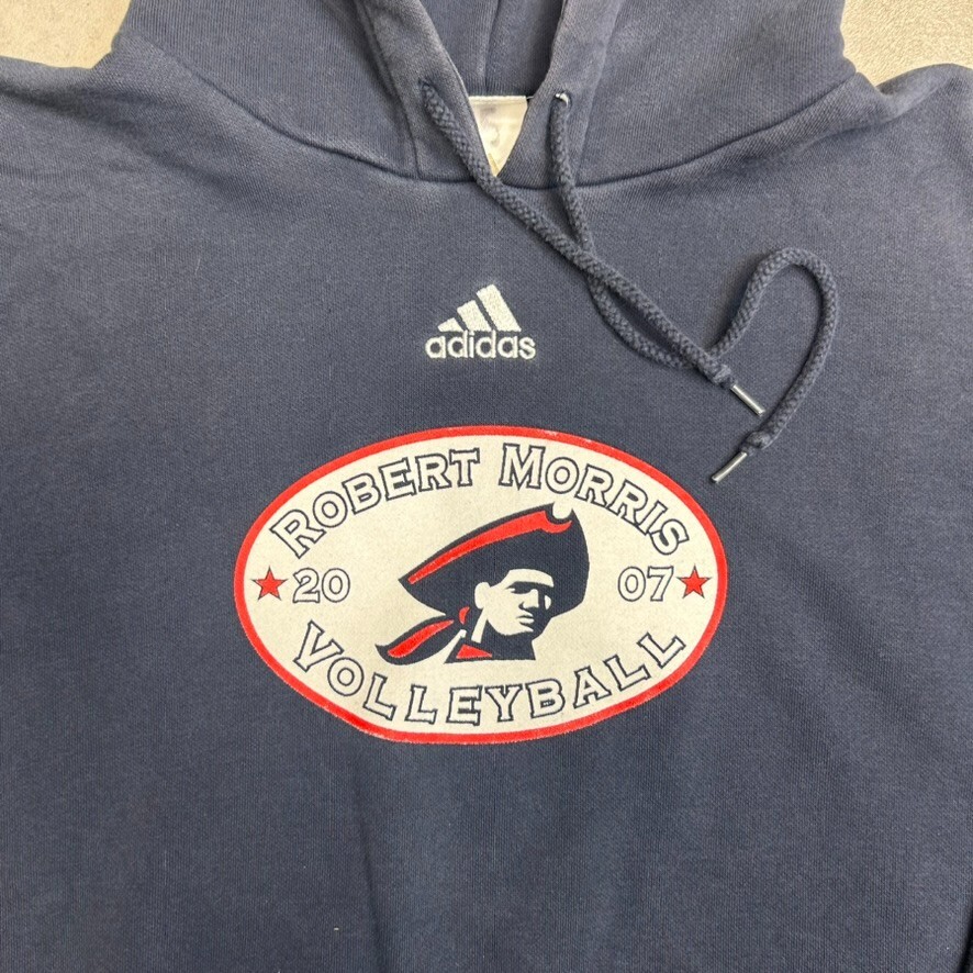 Adidas Hoodie Mens Y2K Spell Out Pull Over Sport Sweatshirt, Black, Large image 2