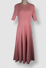 Elie Tahari Women's Pink Kaya Ribbed A-Line MIDI Sweater Dress Size L