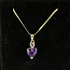 14k Yellow Gold Chain Necklace with 10k Pendant with Pink & Purple Gemstones, NR — photo 1