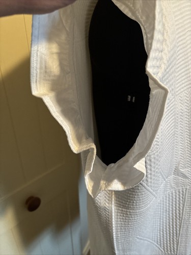 Ladies Ivory Textured Stretch Jersey Sleeveless Ruffle Trim Top Size L NEW - Picture 6 of 10
