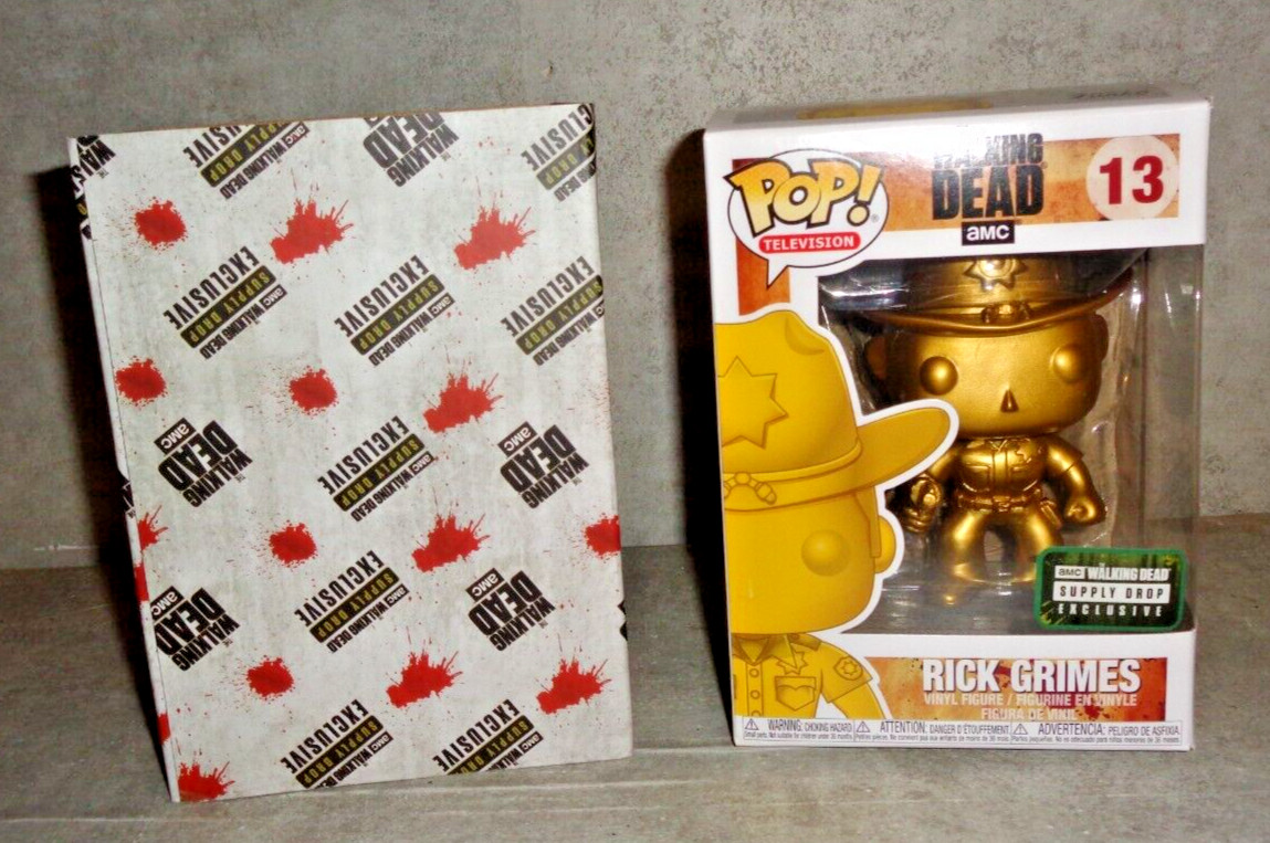 Funko Pop Amc The Walking Dead Rick Grimes Gold #13 Supply Drop Exclusive Figure