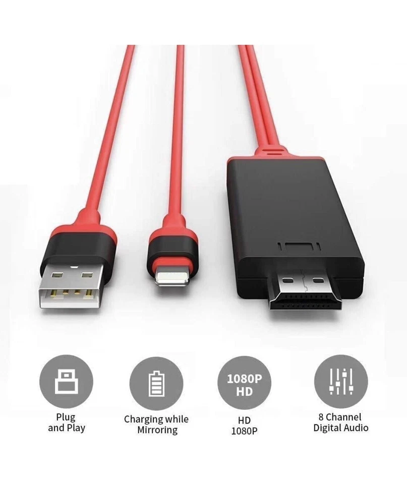 Beleuchtung Kabel auf HDMI, HD TV Kabel für iPhone, iPad Mini Video Adapter - Bild 2 von 4