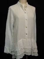 Jens Pirate Booty White Cotton Gauze Ruffled Tunic Blouse L/xl $154 Jens Pirate Booty White Cotton Gauze Ruffled Tunic Blouse L/xl $154