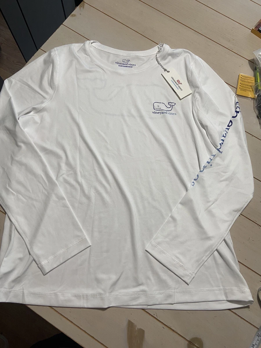 NEW Vineyard Vines Performance Swim Shirt Mens XL White Long Sleve Whale Adult