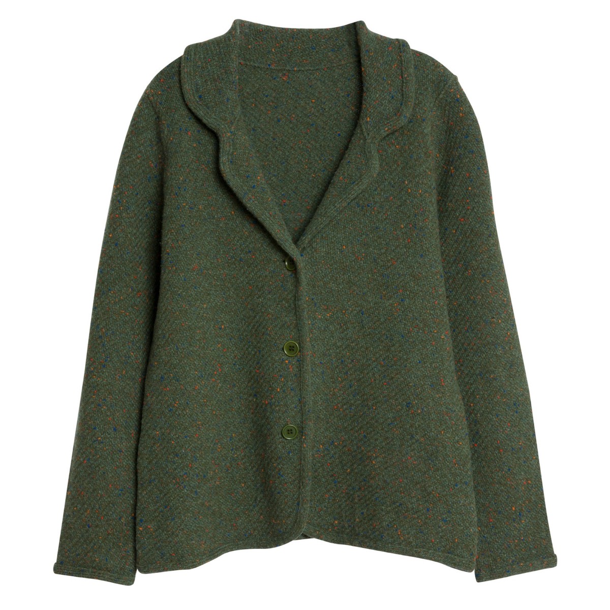 【 VINTAGE 】 Classic Tweed Knit Cardigan Sundazed (Germany) Vintage Virgin Wool Herringbone Tweed