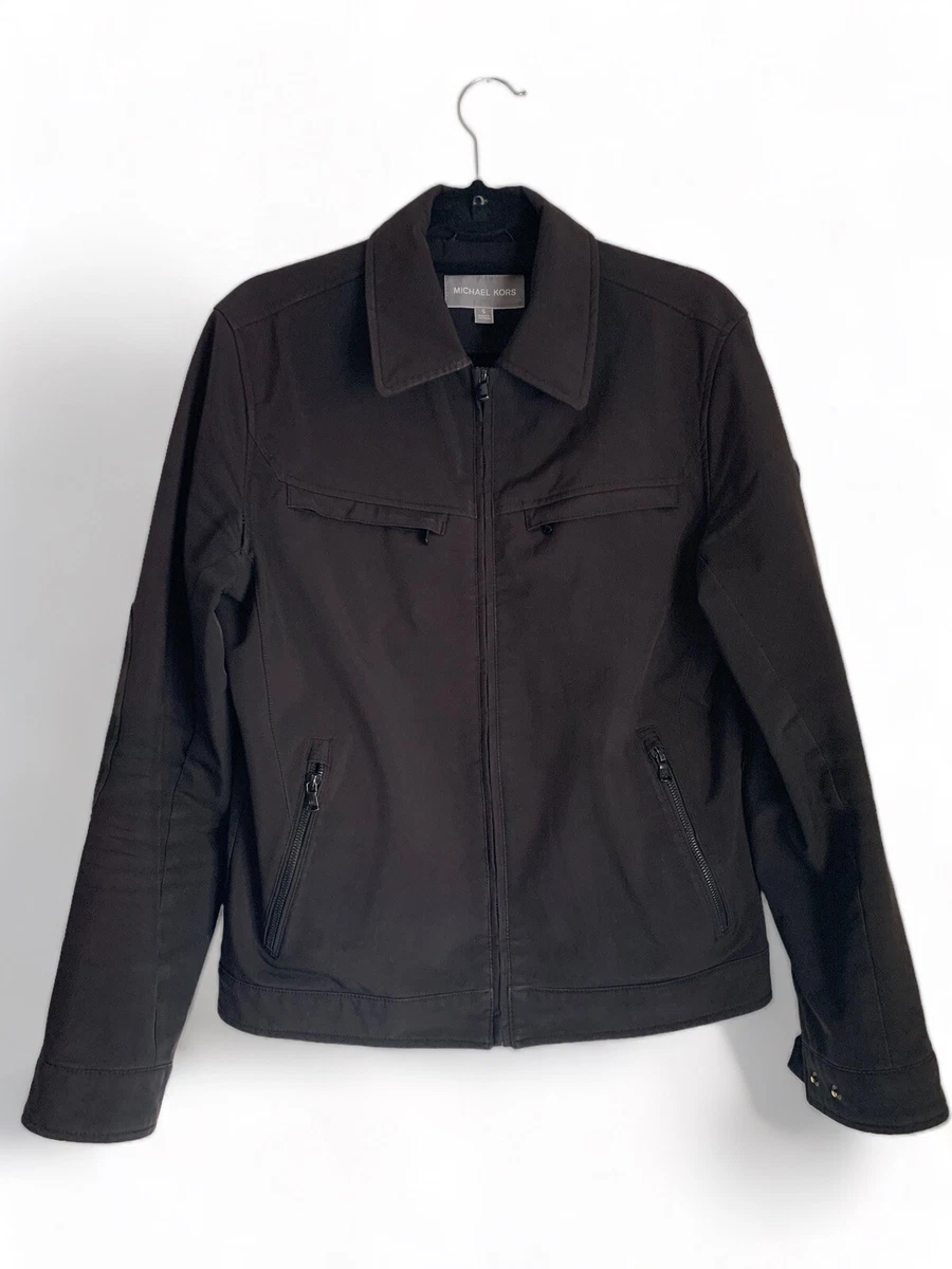 Michael Kors Jacket Black Multi Pocket Zipper Lightweight Versatile Collared Sm