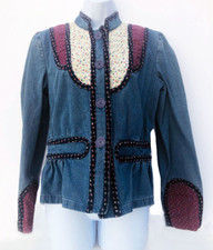 Marc Jacobs Blue Denim Cotton Floral Calico Patchwork Rare Vtg Jacket size 12