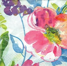  2 Paper Beverage Napkins for Decoupage/Mixed Media - Painterly Floral