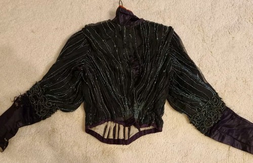 Antique Victorian ? Boned Bodice With Beaded Sequins