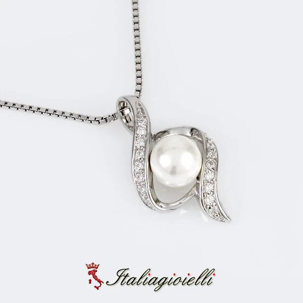 Prestigiosa Parure Perla in Argento 925 Rodiato Oro Bianco - Immagine 3 di 4