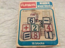 NiB VINTAGE 1978 PLAYSKOOL Number Wood Blocks