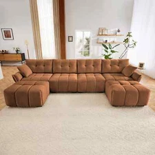 1-4 Seat Chenille Modern Sectional Sofa Set Living Room Long Couch w/O Ottoman