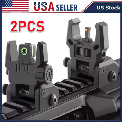 Foldable Iron Sights Flip-up Front and Rear Sight Fiber Optics Dual Aiming Mode.