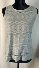 Chico’s Olive Green Crochet Scoop Neck Sleeveless Tank Top Size 0 US Small 4