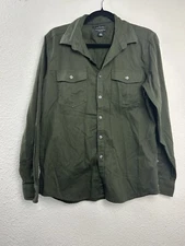 Marc Anthony Shirt Men's M Wrinkle Resistant Pockets Stretch Green Long Sleeve