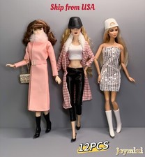 12PCS Doll Set For Fashion Royalty Integrity Poppy Parker NuFace Doll Coat Dress