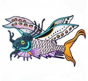 Flying Fish Iron On Patch Japanese Koi Wing Wings Fly Large Giant Fantasy Japan Ebay