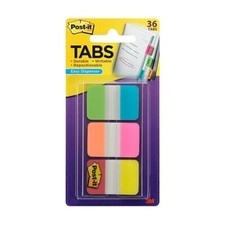 Post-It Sticky Filing Tabs Durable Writable 6-color 36 Tabs 1x1.5 Office School