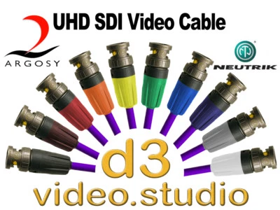 D3 VIDEO Cavo video lungo 3G SDI Professional Image 360 / spina BNC a torsione posteriore Neutrik UHD