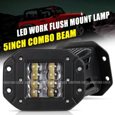 Flush Mount 24W LED Light Pod Kit For Ford F150/250/350 Super Duty Rear Bumper