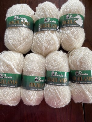 Panda Highlands Yarn Lot 7 Skeins Made In Australia Acrylic Cream Retired