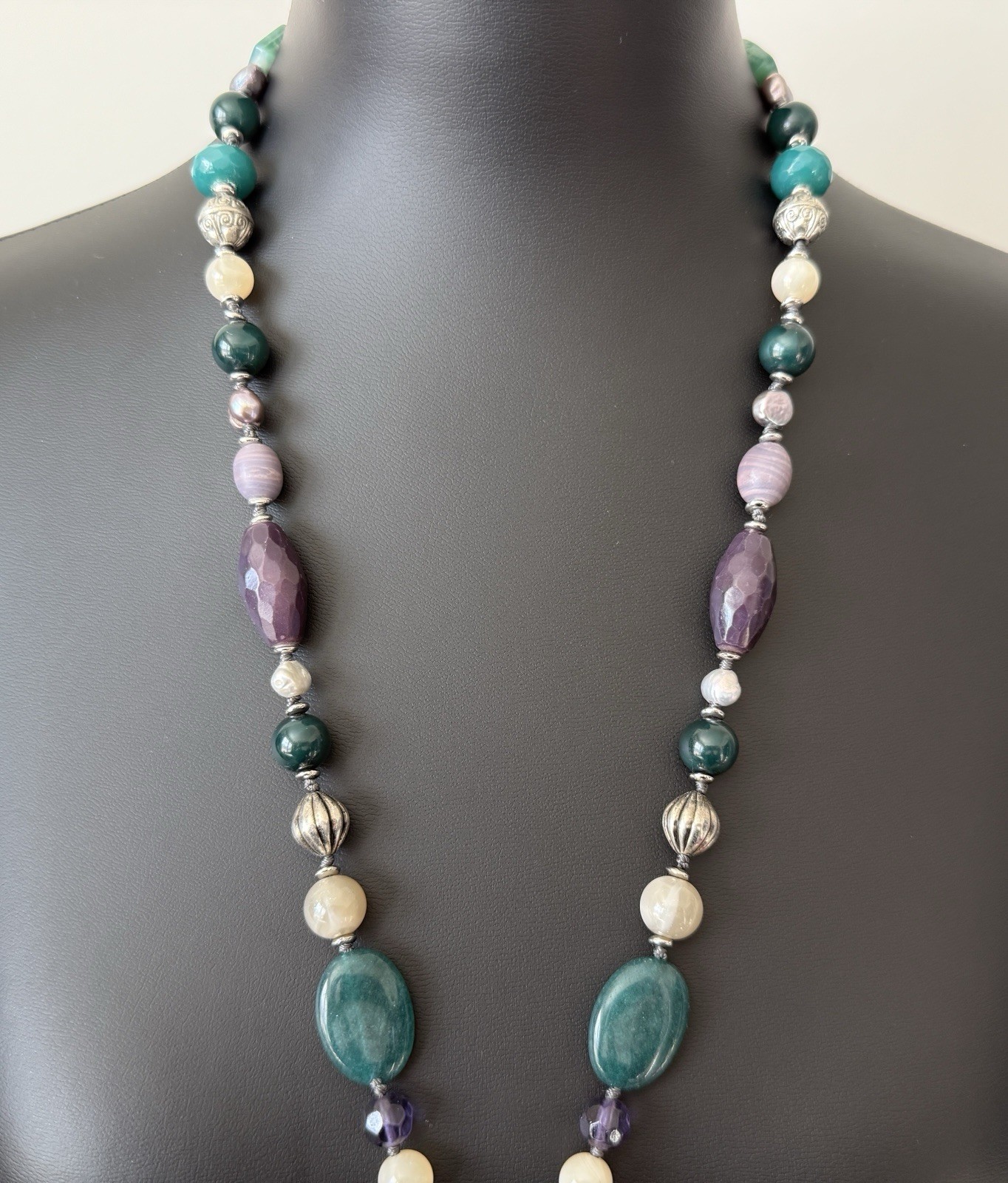 Chicos Multi-Stone Beaded Statement Necklace Adju… - image 3