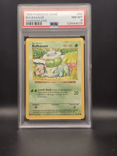 1999 Pokémon TCG Bulbasaur Shadowless Base Set  PSA 8 Mint  44/102