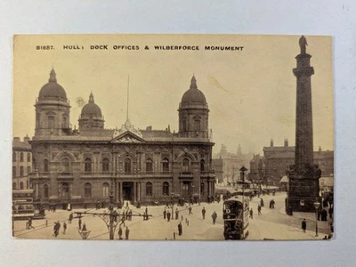 Postcard Hull Dock Offices And Wilberforce Monument Early 1900s Sepiatone Series - Image 1 of 2