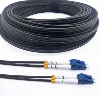 Elfcam 40m Armored Fiber Optic Cable LC/UPC to LC/UPC OS2 Singlemode Duplex