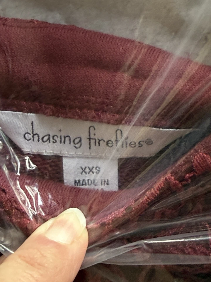 NUEVO, Vestido Sellado XXS Persiguiendo Luciérnagas Borgoña/Marate con Encaje - Manga Larga Foto 4 de 4