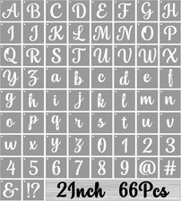 2 Inch Alphabet Letter Stencils for Painting, 66 Pcs Reusable Plastic Calligraph