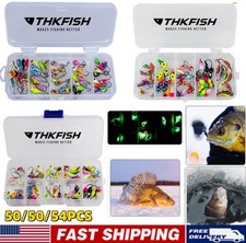 50Pcs/Box Ice Fishing Jigs Set Lures Walleye Jigs Heads for Ice Fishing Gear Kit
