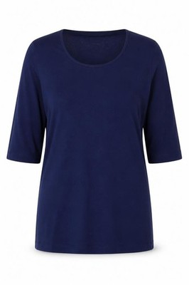 ESMARA Damen Basic T-Shirt Größe L blau einfarbig Rundhals 3/4 Arm Freizeit