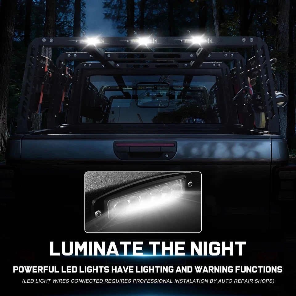 FIT 2020-2025 Jeep Gladiator JT Truck Bed Rack 22" 1/2 High Cargo Rack BLK Steel Foto 3 de 4