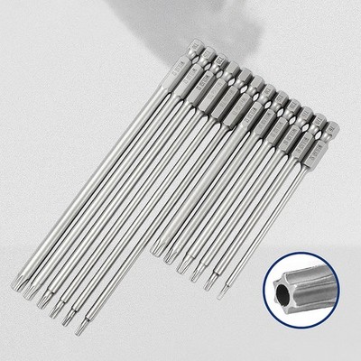 T5 - T50 Magnetisch Torx Bit Schraubendreher Bits Längen 50mm - 200mm Mit Loch
