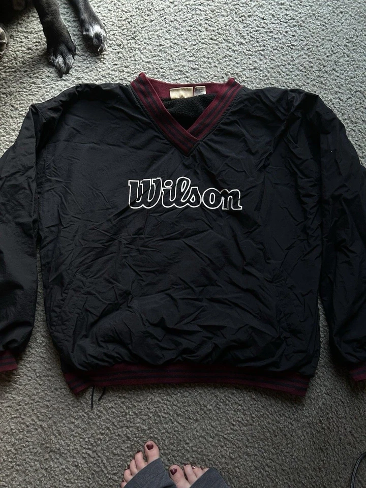 Chaqueta cortavientos Advantage Wilson años 90’s talla L nailon forrada polar negra roja de colección Foto 2 de 4