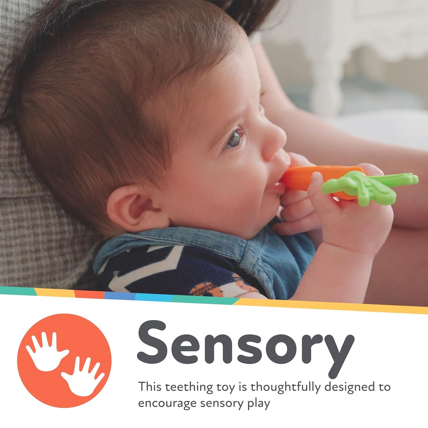 Nuby Silicone Carrot Tube Teether - Baby Teething Toy - Orange, Green 