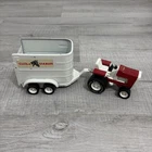 Vintage 70s Tonka Red Tractor And White Horse Stable Trailer
