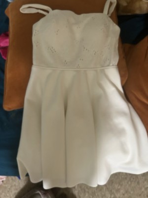 Trixxi Girls Fit & Flare Dress White 7 Sweetheart Eyelet Spaghetti Straps