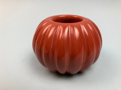 Vintage,  signed  Angela Baca, Santa Clara Pueblo, Melon form. 3 1/2'' D, 16 rib