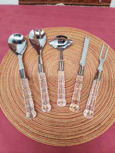 Vintage Mirage By Robinson Lucite Handled Serving Utensils 5 Piece 1970's Japan