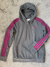 Adidas Women's S Hoodie 3-Stripes Hoodie Power Berry Heather Gray